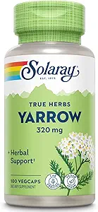 SOLARAY True Herbs Yarrow 320mg, Whole Aerial - Yarrow Herbal Supplements for Wellness Support - Non-GMO, Vegan, Gluten Free, Lab Verified, 60-Day Money Back Guarantee - 100 Servings, 100 VegCaps