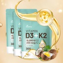Vitamina D3 10000 iu Plus K2 (MK-7) 200 mcg, 300 Aceite de coco Softgels sometida 2 en 1 Complejo VIT D &amp; K soporta Absorción de calcio, bonificación, inmune, " Salud del corazón: fácil de absorber (900 Softgels /3 Bolsa)