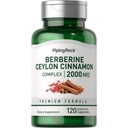 Piping Rock Berberine with Ceylon Cinnamon Supplement TEN 2000 mg Silencio 120 Capsules Silencio Vegetarian Complex ← Non-GMO, Gluten Free