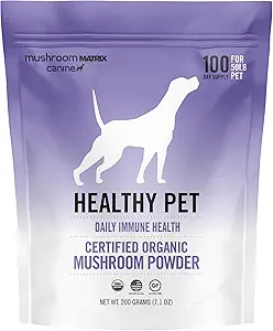 Om Mushroom Matrix Healthy Pet Mushroom Suplemento, soporta soporte diario de inmune funcional para perros ' gatos, 200 gramos, 7.1 oz