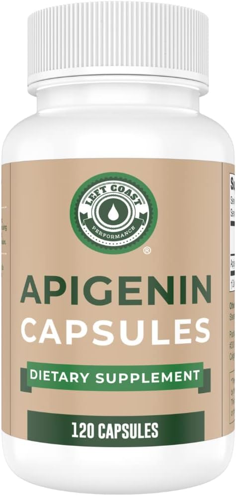 Costa izquierda Rendimiento Apigenin Suplemento 50mg Capsules - 4 Mes de Suministro - Potente Flavonoide para el sueño mejorado, la relajación y el estrés