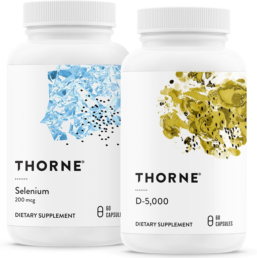 THORNE - Antioxidante " Wellness Bundle - Selenium " Vitamin D-5000 - Soporta la salud tiroidea " Función inmunológica - 60 prestaciones