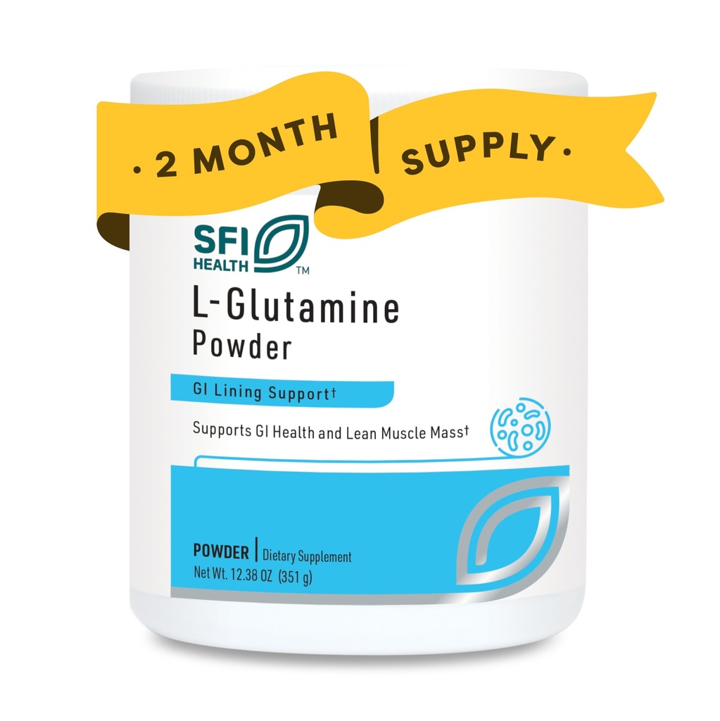 Klaire Labs SFI Health L Glutamine Powder - 5000mg Free-Form & Hypoallergenic Amino Acid - Supports Muscle Recovery, Immune Support and GI Health - Non Dairy & Gluten Free (351 G / 60 Servings)