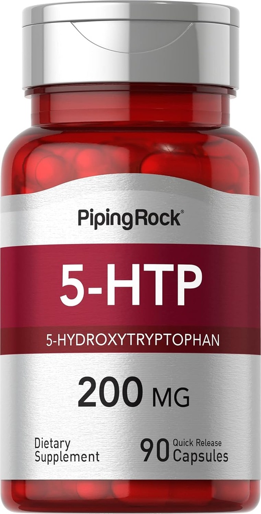 Piping Rock 5-HTP Supplement | 200mg | 90 Capsules | 5-Hydroxytryptophan | Griffonia Simplicifolia Extract | Non-GMO, Gluten Free