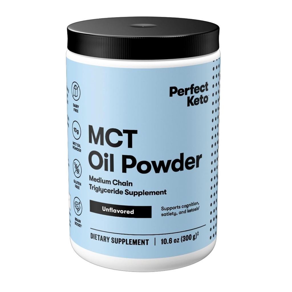 Perfect Keto 7g MCT Oil Powder, Medium Chain Triglycerides Suplemento, Non Dairy Coffee Creamer para Keto Diet, Ketogenic MCT Oil Mix for Coffee, Smoothie, Protein Shakes, Tea, Unflavored, 30 Servings