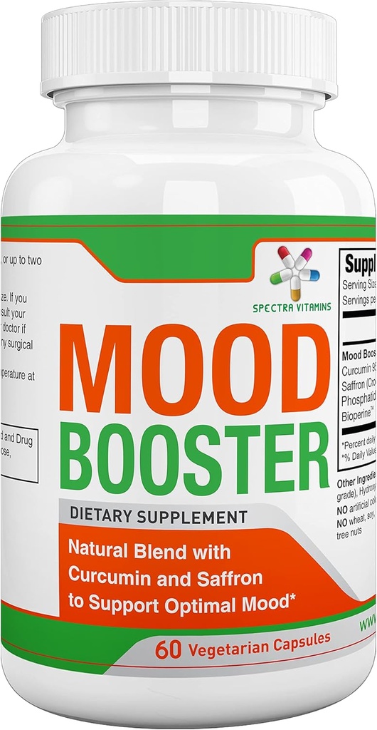 Espectra Vitaminas - Mood Booster 60 Caps - Mood Enhancer Capsules Soporta Mood Optimal, Stress Relief, Focus, para Hombres/Mujeres