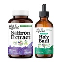 Wild & Organic Saffron Extract 180 Capsules & Holy Basil Tincture 4 fl oz