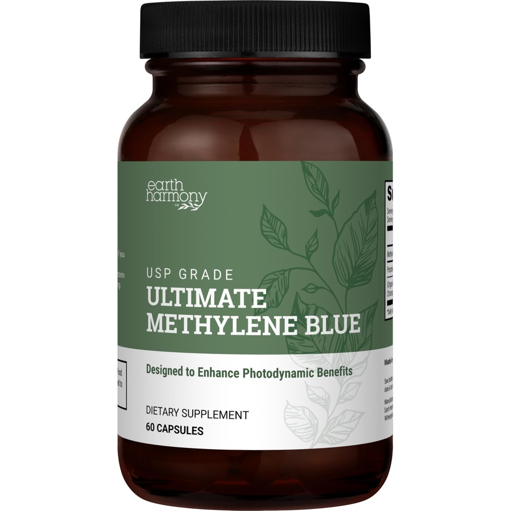 Earth Harmony Methylene Blue Capsules for Humans, USP Grade Supplement - Supreme Methylene Blue Pills (60 Capsules)