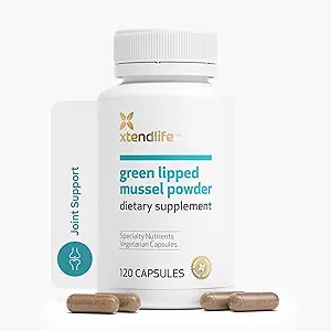 Xtendlife Green Lipped Mussel Powder - 2400mg Extra Strength Joint &amp; Muscle Support Suplemento de Nueva Zelanda con Omega 3 - 1 Month Supply