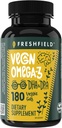 Vegan Omega 3 DHA: Algae Oil, Most Reviewed, Carrageenan Free, Sustainable, Tested, No Heavy Metals, Fish Oil Alt, Plant Based Omega. Apoya Corazón, Cerebro, Salud Conjunta w/DPA