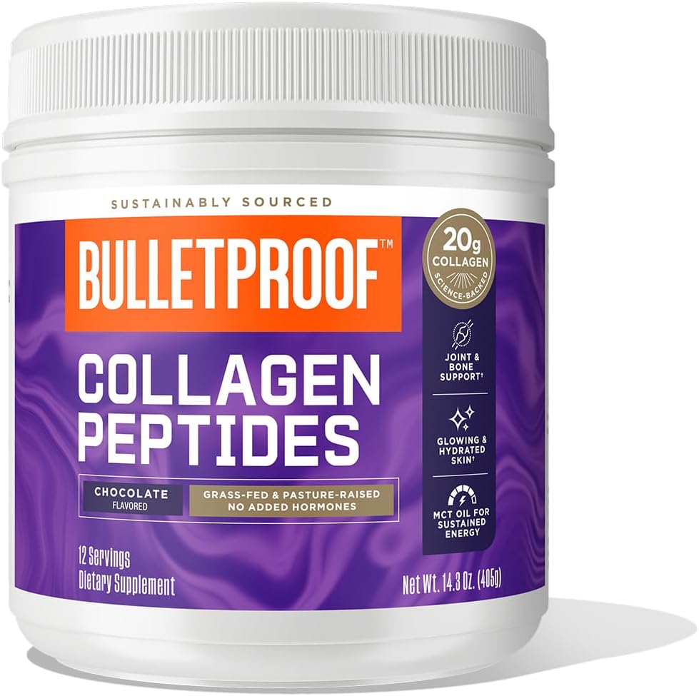 Peptides de colágeno de chocolate impermeable con aceite MCT, 14.3 onzas, proteína de colágeno de gran tamaño para la piel, el hueso y el soporte conjunto, aumento de pasto, sin hormonas agregadas