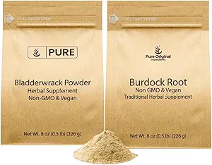 PURE ORIGINAL INGREDIENTES Burdock Root and Bladderwrack Powder Bundle, 8 oz Cada, Lab-Verified, Herbal Supplements