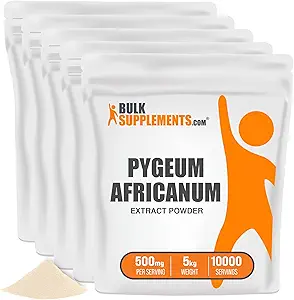 BulkSupplements.com Pygeum Africanum Extract Powder - de Pygeum Bark - Gluten Free, 5000mg por Serving, 5kg (11 lbs) (Pack of 5)