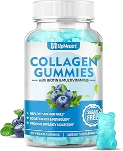 Peptides de colágeno gratis de azúcar Gummies para Mujeres Hombres, 1500 mg de colágeno Tipos I,II,III,V,X, Plus 5000mcg Biotina & multi vitaminas para uñas de pelo de piel saludable, inmune digestión de bonificación Soporte