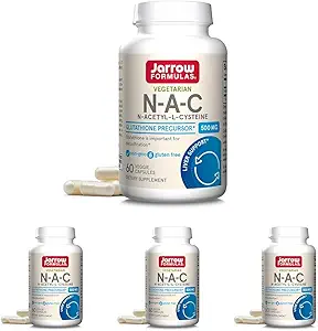 Fórmulas Jarrow N-A-C 500 mg - Suplemento Antioxidante Aminoácidos Apoyos Función de salud celular y hígado - Precursor a Glutathione - Hasta 60 Servings (Veggie Caps) (Pack of 4)
