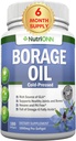Aceite de borrado - 1000 mg - 180 Softgels - Aceite de semillas de alta presión de GLA frío - Hexane y PA Gratis - Grande para la piel, el cabello y los huesos.