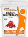 BulkSupplements.com Polvo de granada orgánica - Suplemento de granada para soporte inmunitario, Suplemento herbal - Gluten libre, 5g por ser, 500g (1.1 lbs) (Pack of 1)