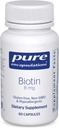Encapsulaciones puras Biotina 8 mg - B Suplemento de vitaminas para el alivio de estrés de la ayuda, el cabello, la piel " Fortalecimiento de la uñas, metabolismo, soporte de carbohidratos " Sistema nervioso* - con biotina Premium - 60 cápsulas