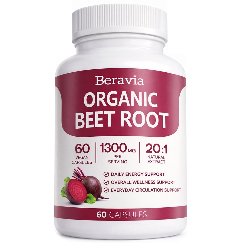 Organic Beet Root Capsules, High Potency Beet Root Powder, (1)