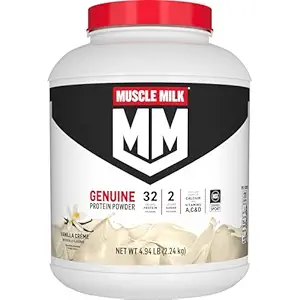 Muscle Milk Genuine Protein Powder, Vanilla Creme, 32g Protein, 4,94 libras, 32 piezas
