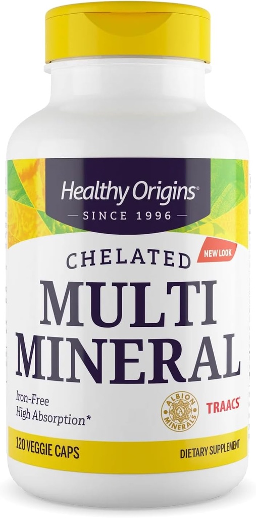 Orígenes saludables Multi Mineral Chelated (Albion Minerals, Bioavailable, Non-GMO, Gluten Free), 120 Veggie Caps