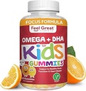 Feel Great Vitamin Co. Completo DHA Gummies para niños que viven con Omega 3 6 9 + DHA, Vitamina C ← Apoya Función cerebral saludable, Visión & Heart Health TEN Gluten Free, Vegetarian TEN 60 Gummies