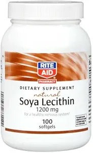 Rite Aid Soya Lecithin, Suplemento dietético natural, 1200mg 100 ea