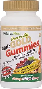 NaturesPlus Source of Life Gold Adult Multivitamin Gummies - 60 Whole Food Gummies - Complete Daily Vitamin Supplement - Free Radical Defense, Energy Support - Gluten-Free - 30 Total Servings