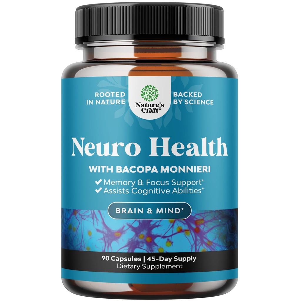 Suplemento nootrópico de memoria y apoyo en foco - Vitaminas para soporte mental " Claridad con Bacopa Monnieri, VIT A, B6, Riboflavin, Niacin, Thiamin " Folate - Complejo cognitivo - 90 Ct