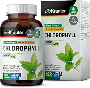 BIO KRAUTER Chlorophyll Capsules - Interno Deodorant y Suplemento Detox - Vegan Immune Support Caps - 3 Months Supply