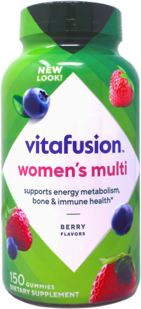 vitafusion Women’s Daily Gummy Multivitamin: vitamina C &amp; E, Delicious Berry Flavors, 150ct (75 días de suministro), de la marca Gummy número uno de América