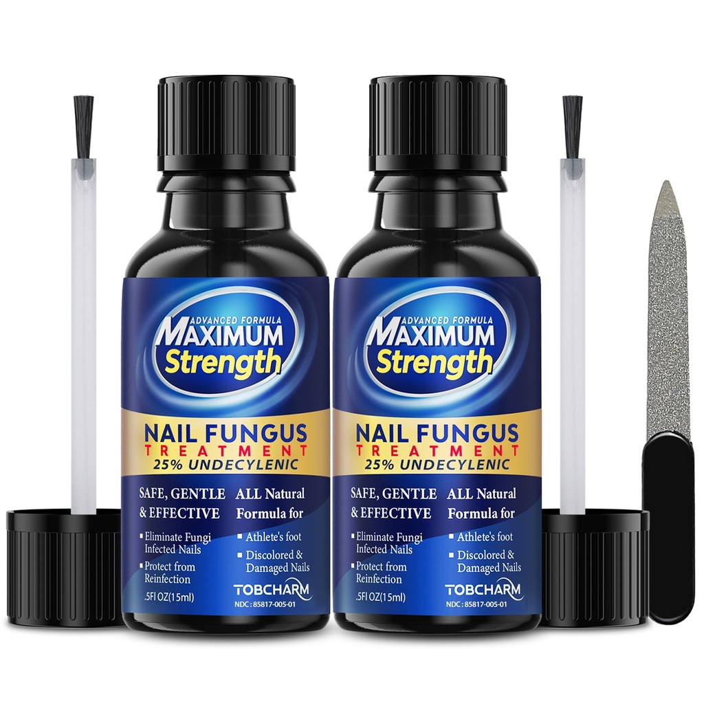 Toenail Fungus Treatment with 25% Undecylenic Acid, Toe Fungus Treatment for Toenail, Fungus Nail Treatment, Toenail Fungus Treatment Extra Strength, Fungal Nail Treatment for Athletes Foot - 2pcs