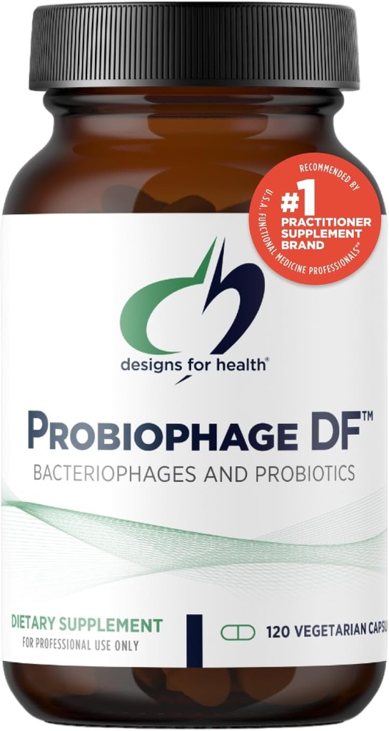 Diseños para Probiophage de Salud DF - Bacteriophage Prebiótico + Suplemento Probiótico - Probióticos para la Digestión + Soporte Inmunitario - Dairy Free Pre and Pro Biotics in Delayed Release Capsules (120 Conde)