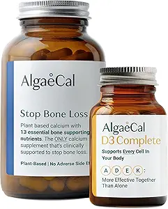 ALGAECAL Bundle - Vitamina D3 Completa (1000 UI) + K2, VIT E, VIT A Basic Plant-Based Calcium for Bone Support