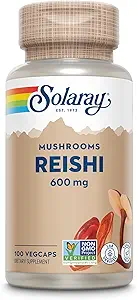 SOLARAY Reishi Mushroom 600mg - Reishi Mushroom Capsules for Immune Support - Vegan, Lab Verified - 60-Day Money-Back Guarantee - 100 Servings, 100 VegCaps