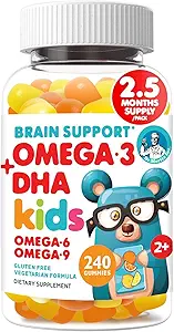 DR. MORITZ Vegan Omega 3 Gummies for Kids and Toddlers (240 Count), Kids Omega 3 Gummies for Brain &amp; Heart Health, No Fish Oil &amp; Gluten Free