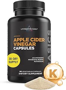 Vinagre de la sidra diaria de Apple cápsulas con la madre (1500 mg) - ACV Pills with Probiotics " Potassium for Women " Men - Supports Gut Health, Digestion, Appetite " Weight - Vegan, 90 cápsulas