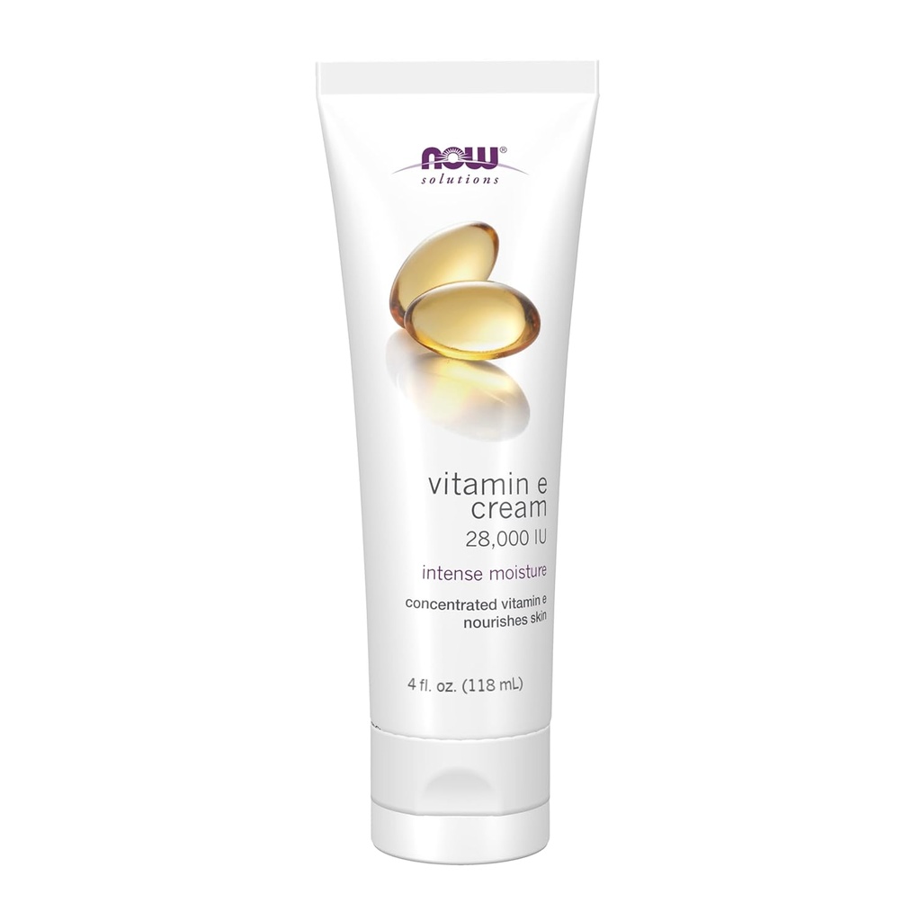 NOW Foods Solutions, Vitamin E Cream 28,000 IU, Intense Moisture, Concentrated Vitamin E, 4-Ounce
