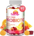 Probióticos Gummies Azúcar Gratis 3 Billones CFU Reducir Gas, Bloating - Probióticos para Mujeres, Niños y Hombres Probiótico- Bacillus Coagulans- Natural, Vegan, Vegetariano, Kosher, Halal –90 Probióticos Gummy