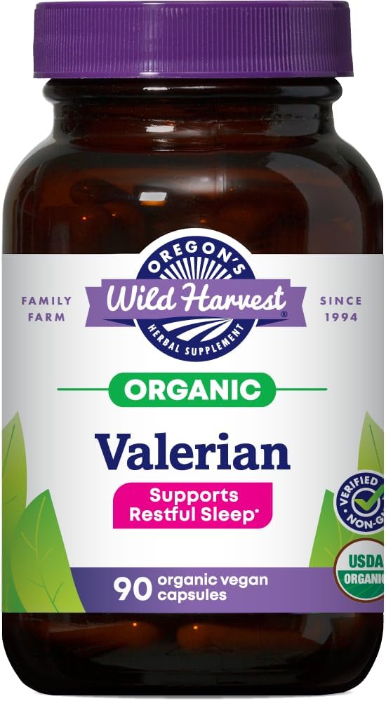Oregon's Wild Harvest, Certified Organic Valerian, Herbal Aid, 900 mg, 90 Count