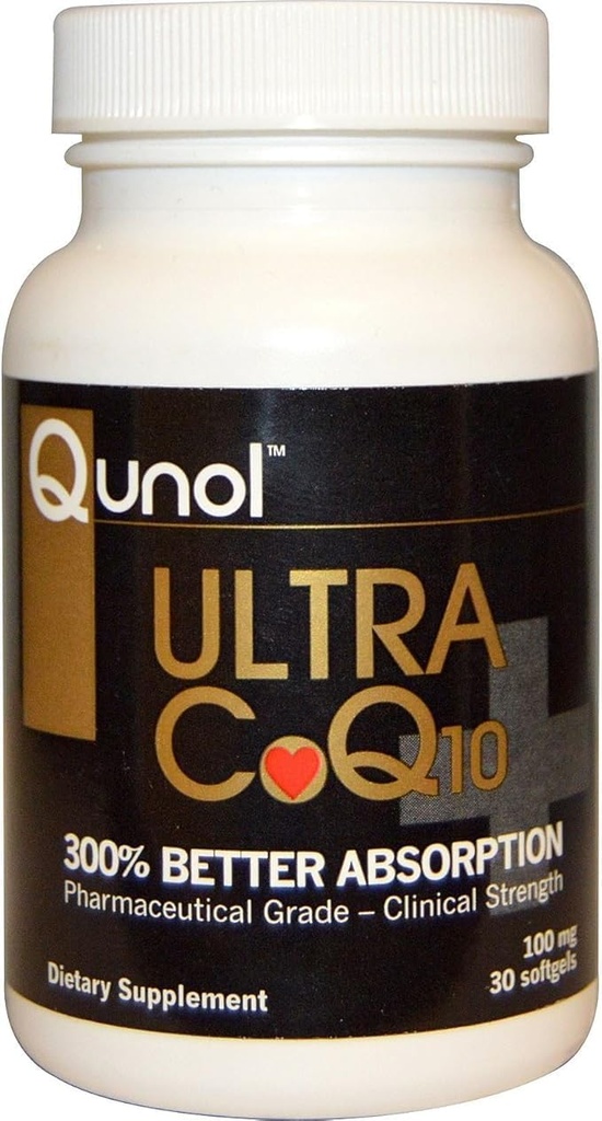 Qunol Ultra CoQ10 100mg Softgels- 3x Mejor Absorción, Antioxidante para la salud del corazón y la producción de energía, Coenzyme Q10 Vitaminas y Suplementos, 1 Mes de Suministro, 30 Cuenta