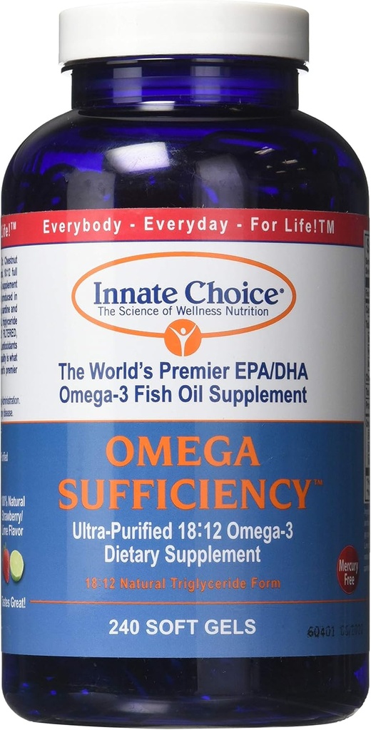 Aceite de pescado cápsulas, Omega Suficiencia por elección innato, Strawberry Lime 240 cápsulas