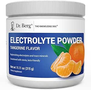 Dr. Berg Zero Sugar Hydration Keto Electrolyte Powder - Mejorado w / 1000 mg de Potasio & Real Pink Himalayan Salt (NOT Table Salt) - Tangerine Flavor Hydration Drink Mix Suplemento - 50 Servings