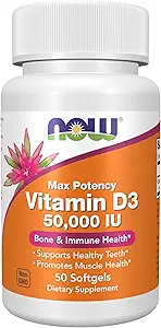 NOW Foods Supplements, Vitamin D-3 50,000 IU Softgels, 50 softgels