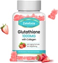 Glutathione Collagen Gummies, Collagen Gummies with Vitamin C, Glutathione Supplement for Women, Hair Skin Nails Muscle & Joint, Anti-Aging, Vegan, Sugar Free, Strawberry Flavor, 60 Con