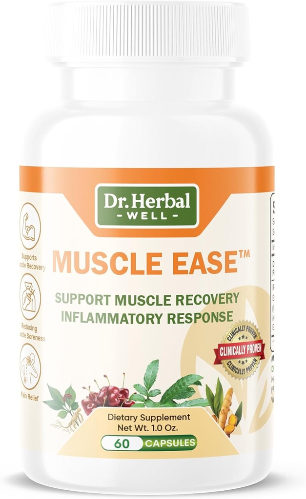 DR.HERBAL WELL Muscle Ease - Conjunto, Muscle & Nerve Soporte Acción rápida Relax Comfort Recuperación Natural Herbal Suplemento - (60 cápsulas) MAX-Strength
