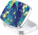 Nipichsha Pill Box, Small Pill Case for Purse & Pocket, Cute Travel Medicine Organizer, Portable Medicine Container Holder to Hold Vitamins, Medication, Fish Oil &amp; Supplement, Ocean Teal Marble