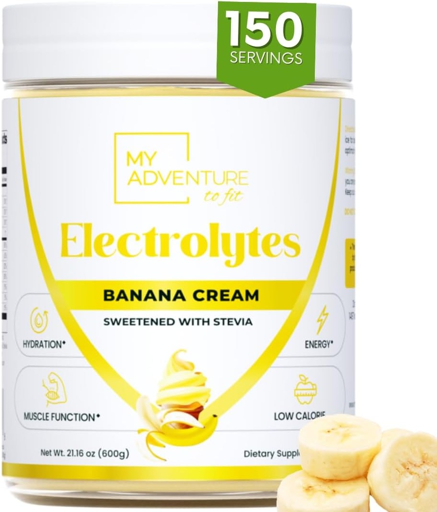 Cero Azúcar - Banana Cream Electrolytes Polvo - Refreshing Hydration - Caffeine Free Energy with All Natural Ingredients - Vegan Keto & Paleo - Sugar Free Electrolytes Powder Drink Mix - 150 Servings