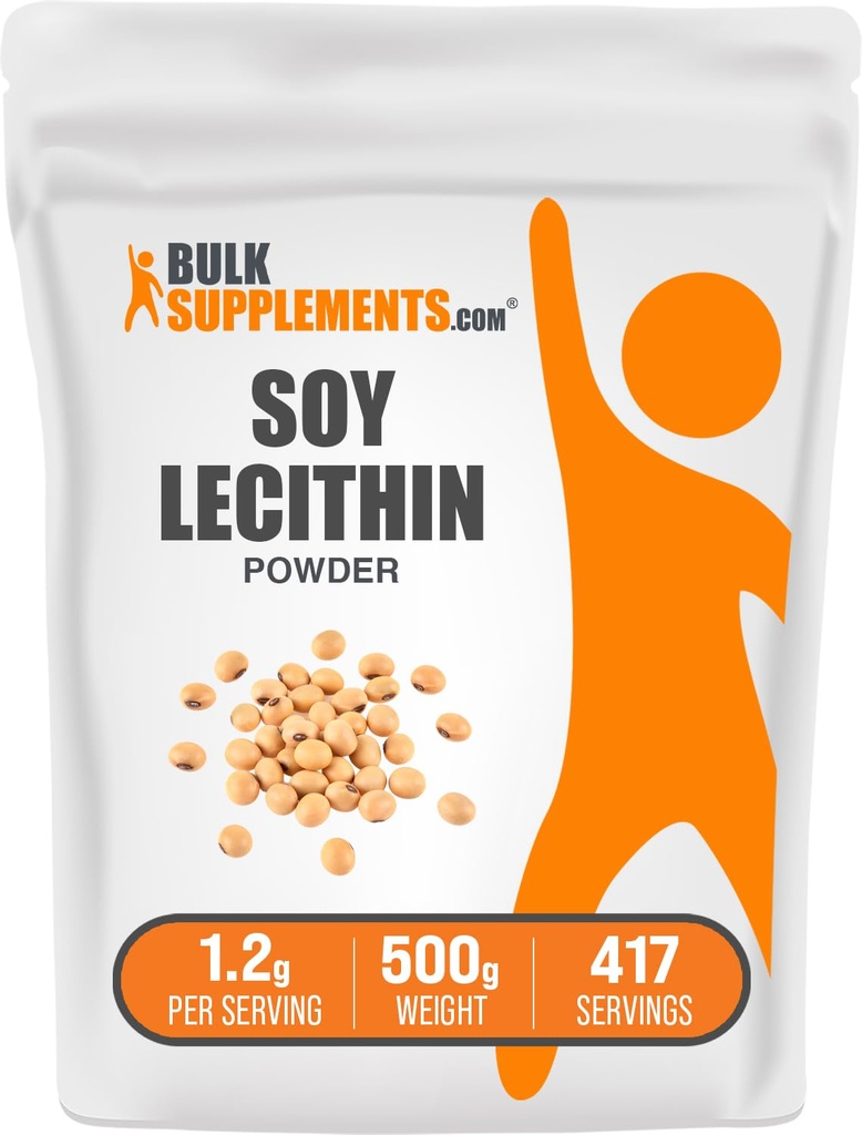 BulkSupplements.com Soy Lecithin Powder - Lecithin Supplement, Nutritional Supplement, Food Grade - Gluten Free, 1.2g per Serving, 500g (1.1 lbs) (Pack of 1)