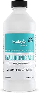 Hyalogic Professionals Series - Suplemento de ácido hialurónico para la hidratación del cuerpo entero - 100 mg Ingestible HA Líquido Suplemento; sin olores, sin sabor y sin conservante libre para los ojos de piel - 10 oz